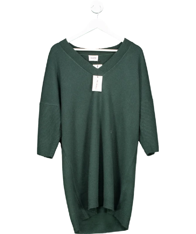 Women's Mohair SweatersClaudie Pierlot Green Knitted jumper dress with gold button detail  UK 12