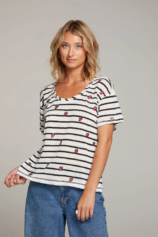 Women's Blouse with Gathered SleevesRolling Stones All Over Logo Tee