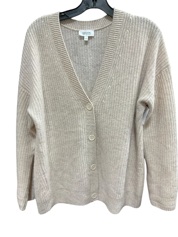 Women's Cable Knit SweatersSweater Cardigan Cashmere By Talbots In Beige, Size: L