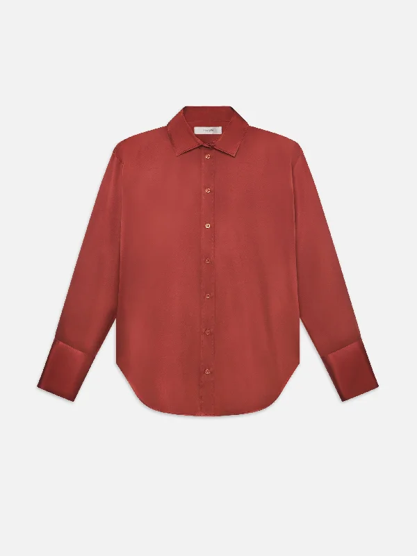 Women's Blouse with Shirt CollarThe Oversized Shirt -- Deep Rust