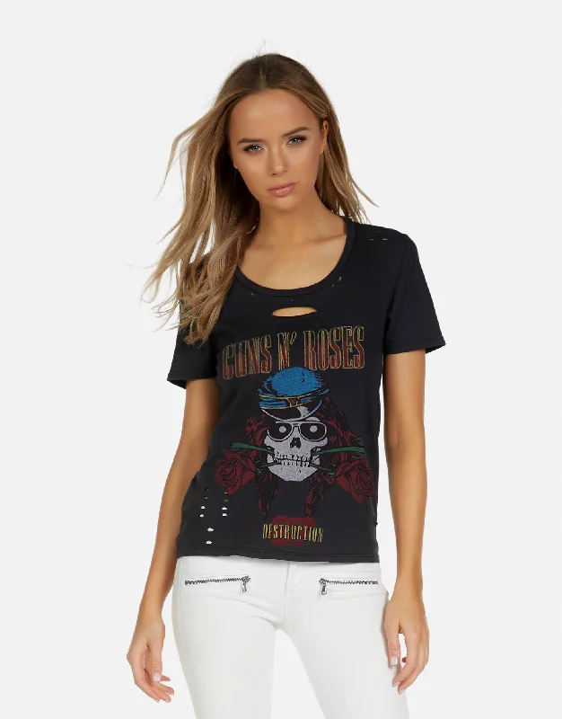 Women's Blouse with Boat CollarMyra X Guns N' Roses Skull