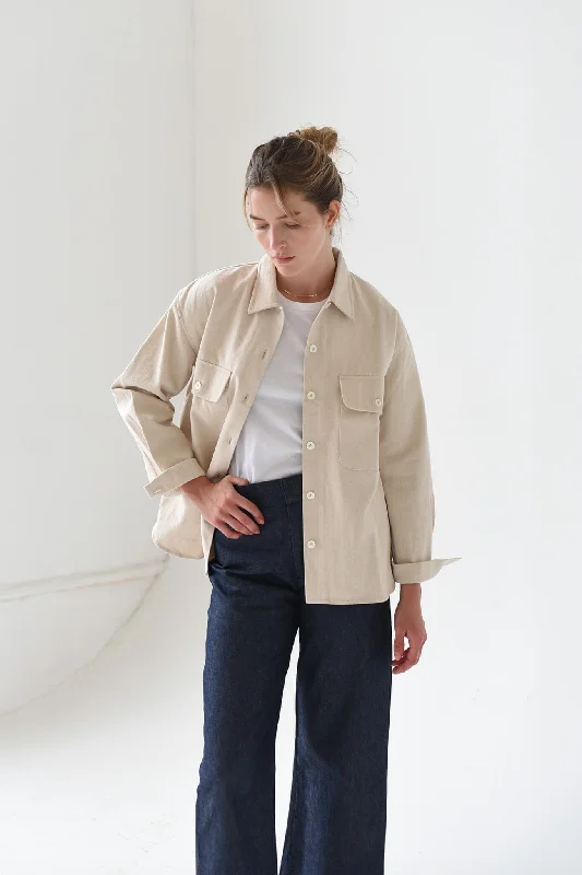 Women's Blouse with Peter Pan CollarM.PATMOS Julie Shirt Jacket - Natural