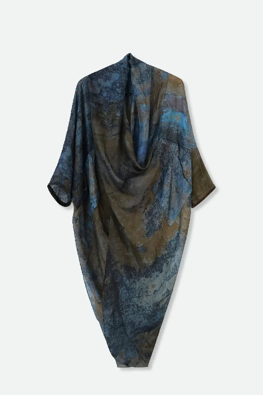 Women's Blouse with Shawl CollarATHENA CAPE WRAP IN SILK VOILE IN BLUE GREEN PAINT