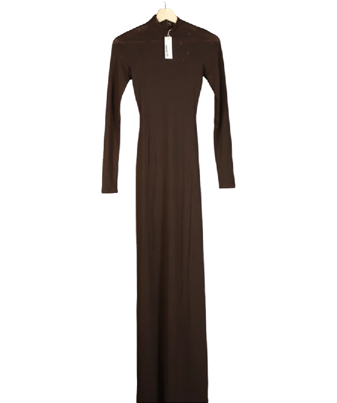 Women's Bosnian Wool SweatersNaked Wardrobe Brown Smooth Mock Neck Maxi Dress UK S