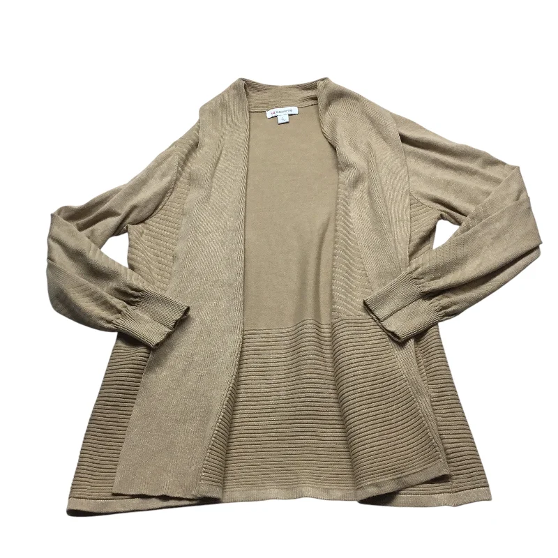 Women's Crew Neck SweatersCardigan By Liz Claiborne In Tan, Size: L