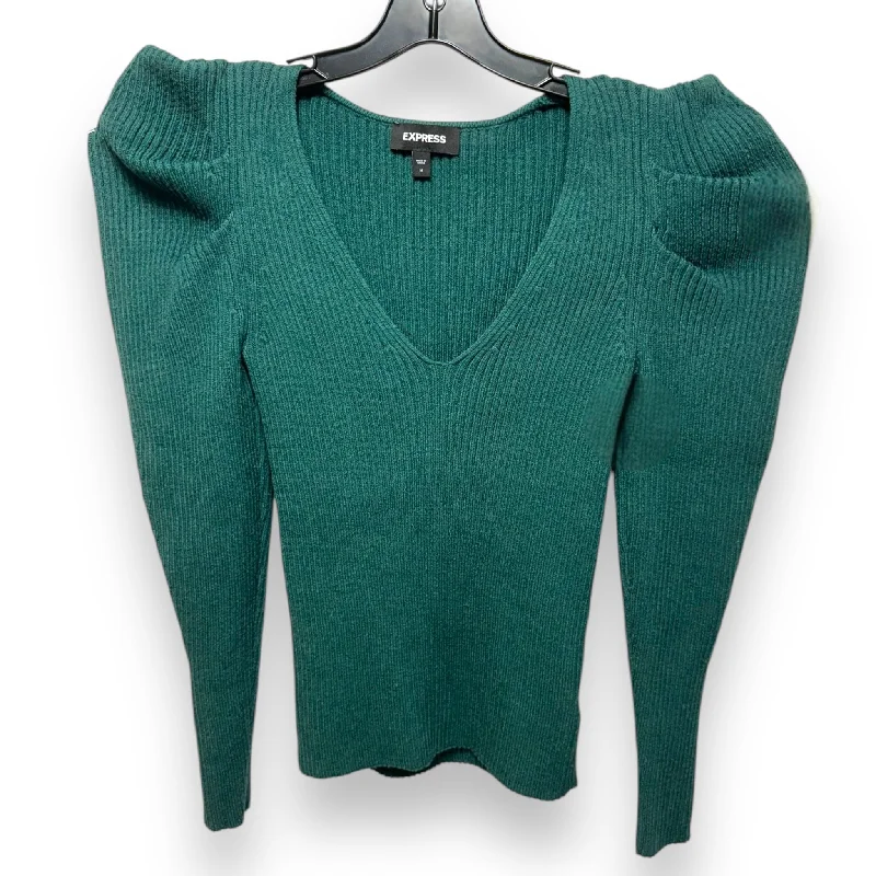 Women's Flounced SweatersSweater By Express In Green, Size: M