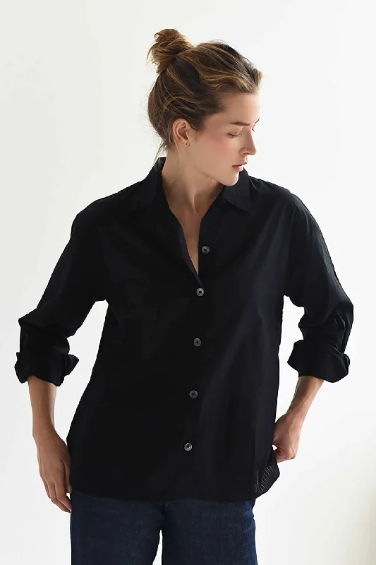 Women's Blouse with High CollarM.PATMOS Norman Shirt - Black Stripe