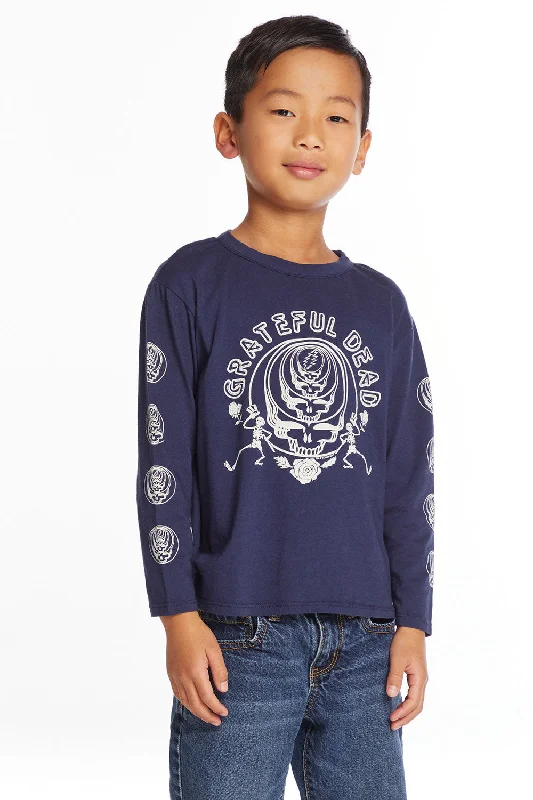 Women's Blouse with BeadsGrateful Dead Multi Steal Your Face Boys Long Sleeve Crew Neck Tee