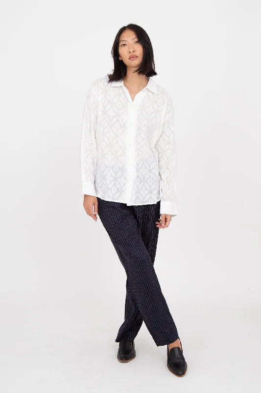 Women's Round-Neck BlouseM.PATMOS Norman Shirt - White Jacquard