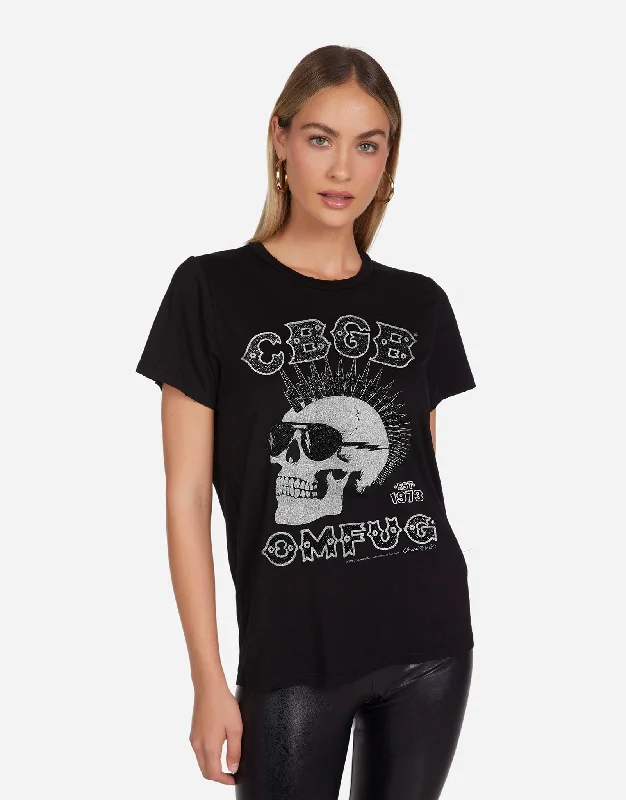 Women's Blouse with High CollarWolf Crystal CBGB Punk Skull