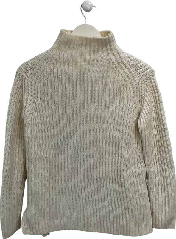 Women's Tasseled SweatersREISS Cream High Neck Wool Blend Jumper UK XS