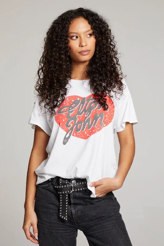 Women's Blouse with U-Shaped CollarElton John Script Logo Heart