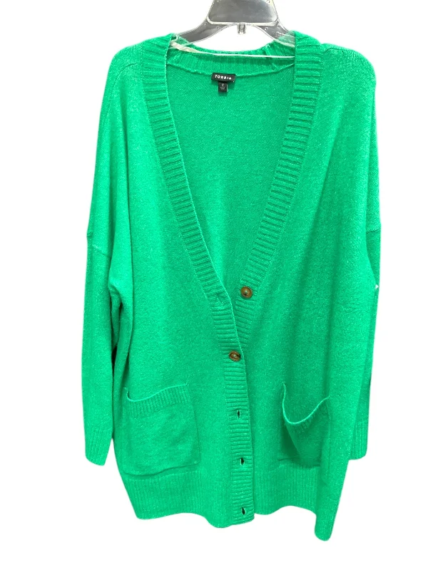 Women's Turtleneck SweatersSweater Cardigan By Torrid In Green, Size: 1x