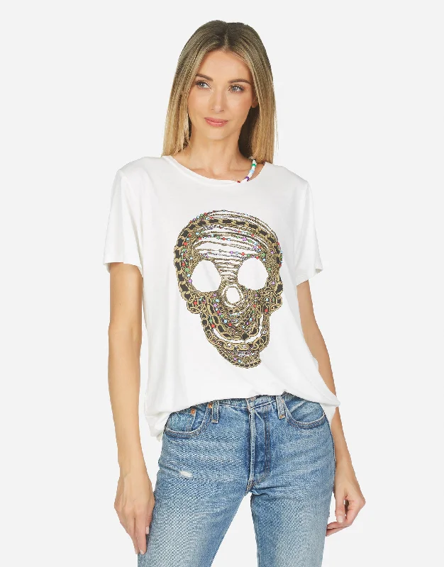 Women's Blouse with ButtonsGabriella Beaded Chain Skull