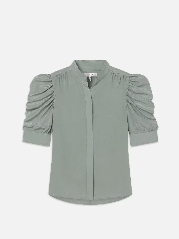 Women's Blouse with V-Shaped CollarGillian Top -- Sage