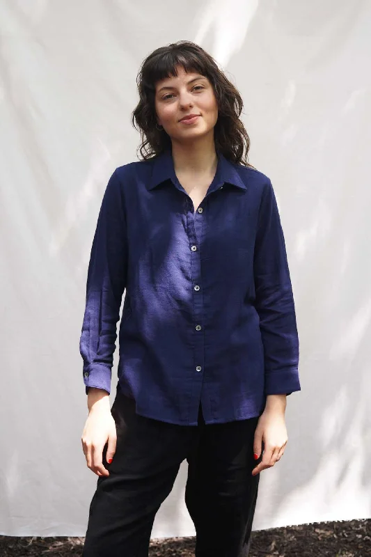 Women's Blouse with High CollarM.PATMOS Leroy Shirt - Navy