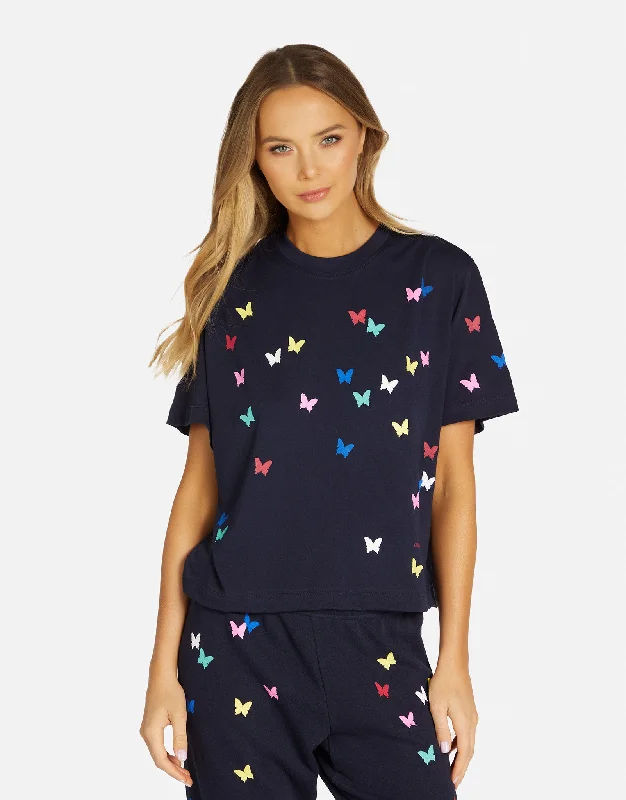 Women's Blouse with Narrow CollarRue Mini Butterflies