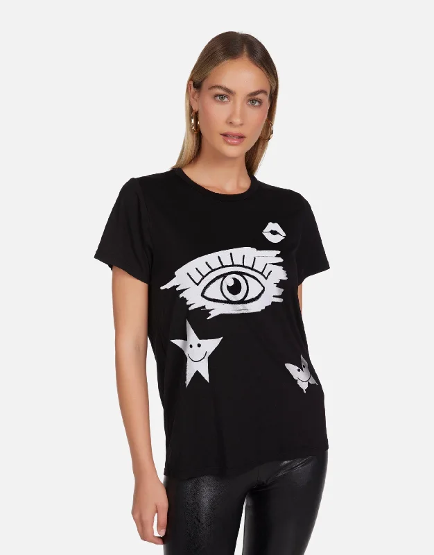 Women's Blouse with Mandarin CollarWolf X Scribble Eye Elements