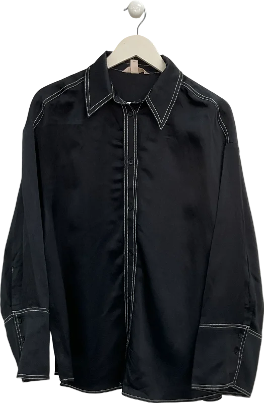 Women's Turkish Wool SweatersH&M Black Contrast Stitch Satin Shirt UK S