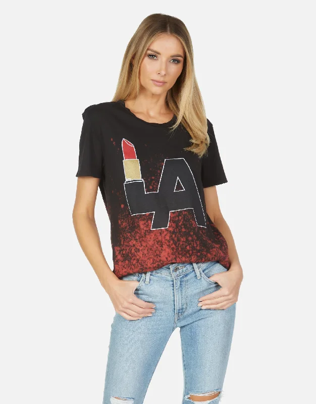 Women's Blouse with Notched CollarWolf LA Lipstick