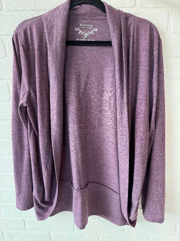 Women's Ribbed SweatersCardigan By Sonoma In Purple, Size: L