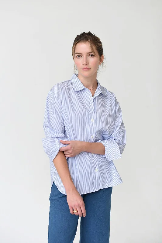 Women's Blouse with RufflesM.PATMOS Norman Shirt - Dashed Stripe