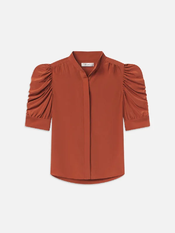 Women's Blouse with V-Shaped CollarGillian Top -- Deep Rust