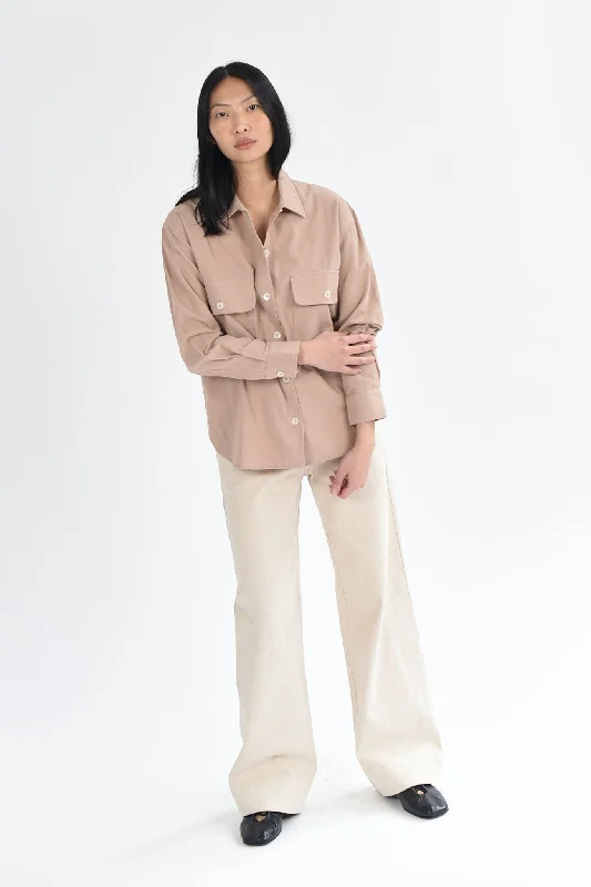 Women's Blouse with Rounded HemM.PATMOS Julie Shirt Jacket - Biscuit