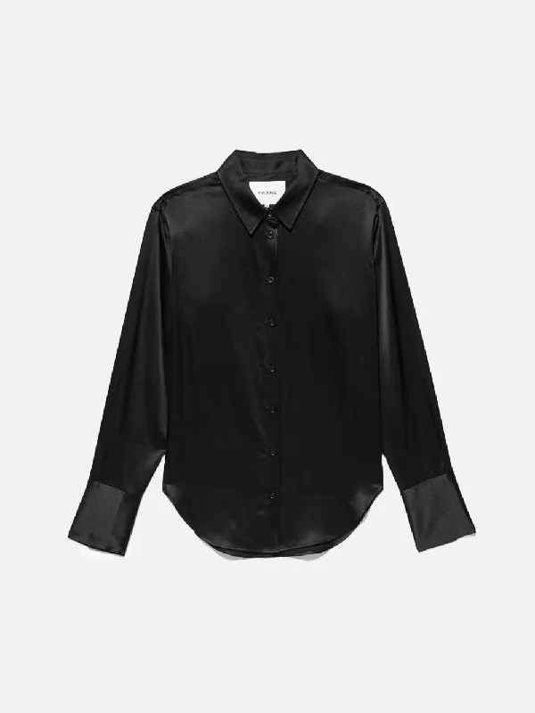 Women's Blouse with Collarless NeckThe Standard Shirt -- Noir