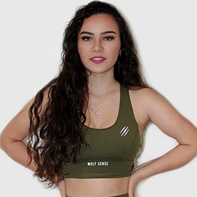 seamless bra with underwire supportKhaki Sports Bra