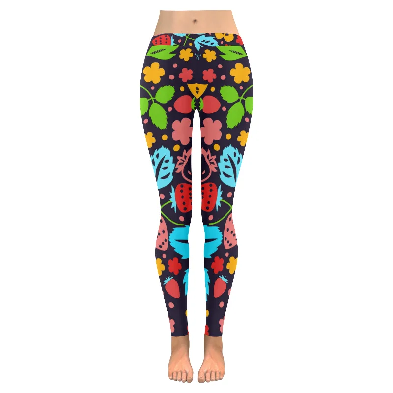 Zenzzle Colorful strawberry Low Rise Ladies Leggings plus size for women