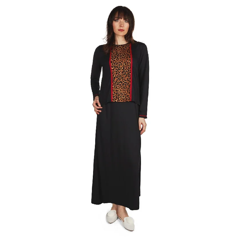 women's pajamas with lace trimLeopard Nursing Gown CNL06884