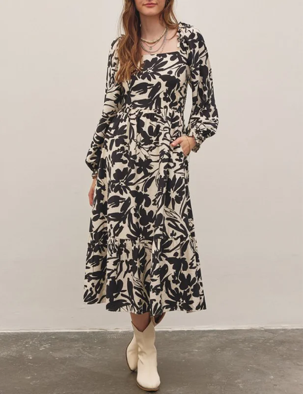 Women's Shirt Collar DressesWaverly Brushstroke Floral Midi Dress