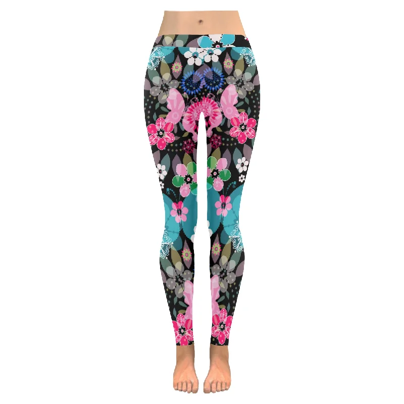 Zenzzle dark floral pattern Low Rise Ladies yoga Leggings for women