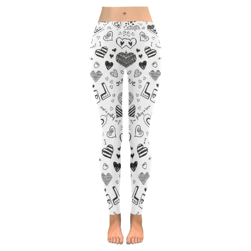 Zenzzle Black hearts print Zenzzle Graphic Low Rise Womens yoga running Leggings