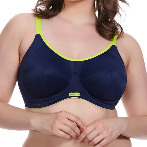 plus-size underwire bra with padded cupsElomi Energise UW Sports Bra - Navy