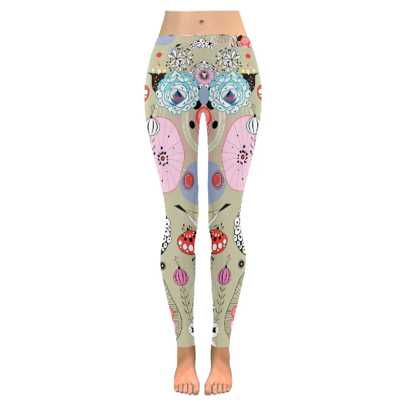 Zenzzle Floral and birds graphic Low Rise Ladies yoga running Leggings