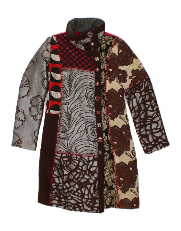 Women's Trench CoatsDESIGUAL Womens Graphic Overcoat EU 40 Medium Multicoloured Patchwork