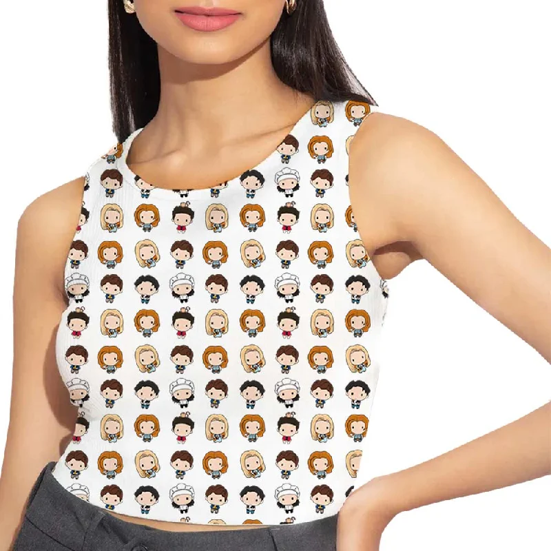 Women's Blouse with ShirringAOP Crop Top - Friends Forever