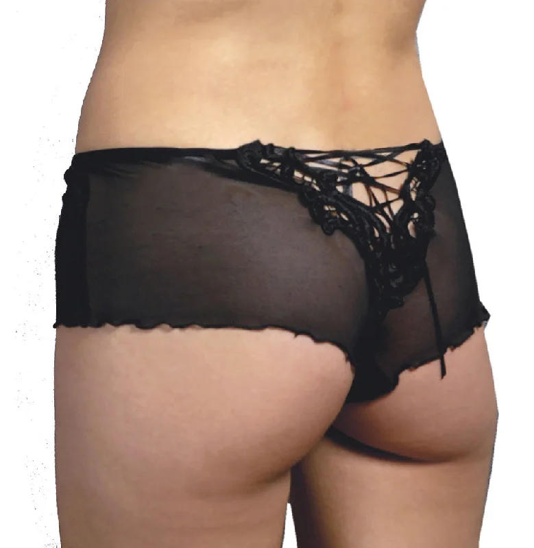 floral lace high-waisted panties for womenWomen's Mesh Boy Short # 8018