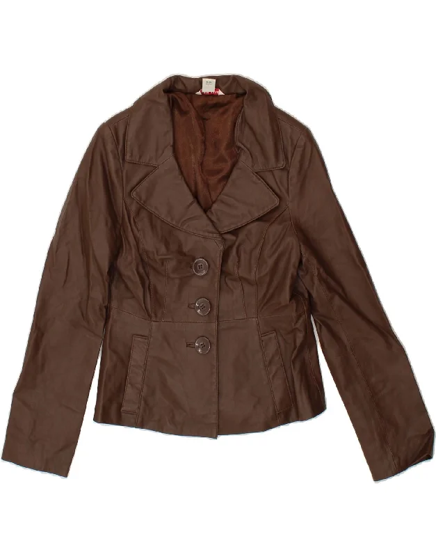 Women's Coats with PocketsGUESS Womens Leather Jacket UK 12 Medium Brown Leather