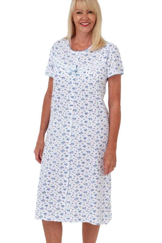 women's pajamas made from organic cottonAnna 100% Cotton Jersey Button Through Nightdress