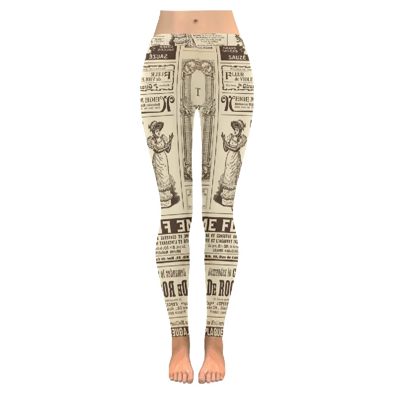 Zenzzle retro Newspaper style print Low Rise Yoga Leggings for women