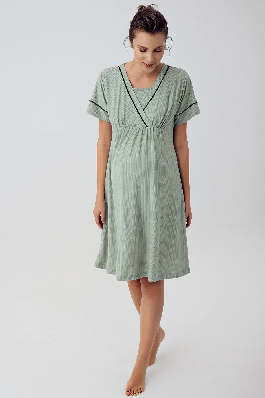 women's pajamas designed for those who believe in sweet dreams and cozy nights.Shopymommy 16102 Double Breasted Maternity & Nursing Nightgown Green