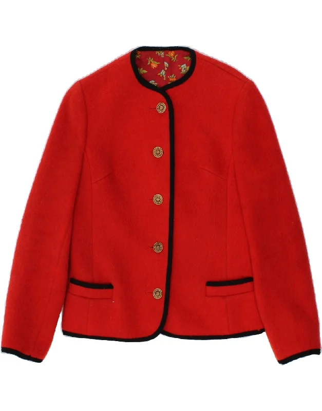 Women's Windbreaker CoatsVINTAGE Womens 5 Button Blazer Jacket EU 38 Medium Red Wool