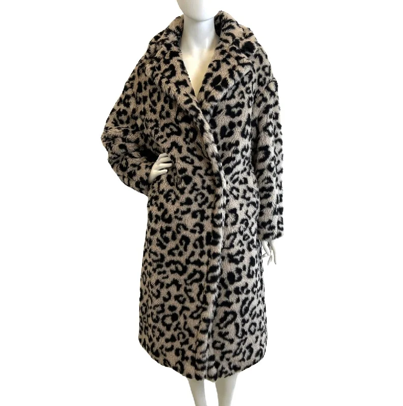 Women's Jumpsuits with Wide CollarMax Mara Animal Print Faux Fur Coat