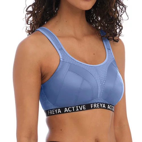 full-coverage bra for large bustsFreya Dynamic Wire-Free Soft Cup Sports Bra - Denim