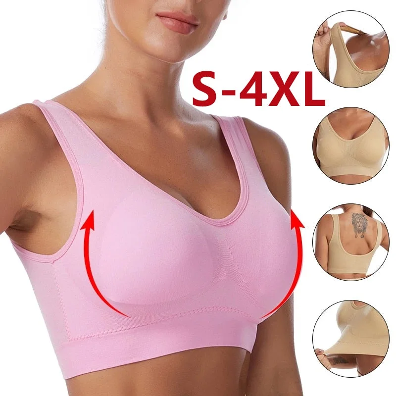 smoothing high-waisted bra for tummy controlPlus Size Underwear Women Bra Girls Sexy Active Fitness Sports Running Yoga Top Athletic Vest Sportswear Push Up Bra For Women