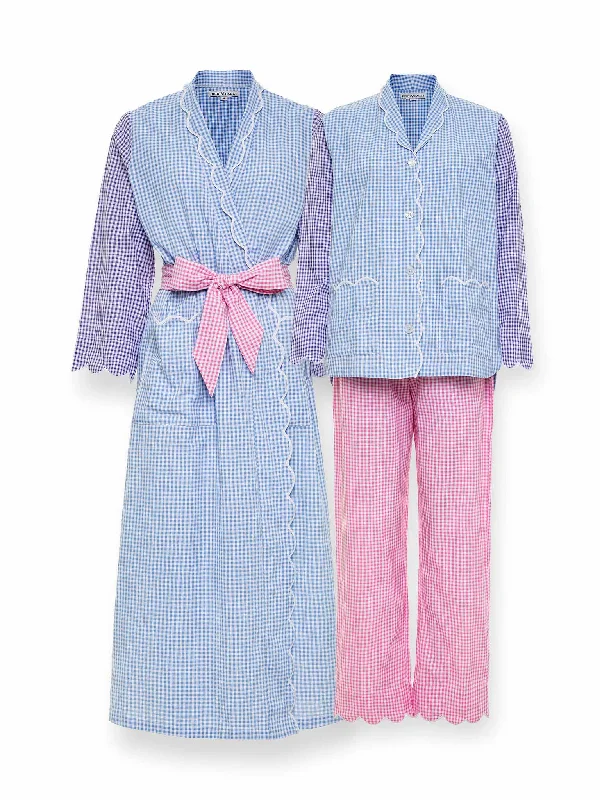 women's pajamas in soft, breathable materialsGingham Bundle: Classic Robe + Pajamas