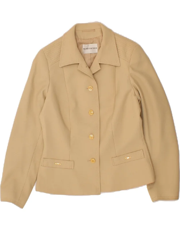 Women's Duffle CoatsWINDSMOOR Womens 4 Button Blazer Jacket UK 12 Medium Beige Polyester